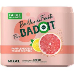 Badoit Boisson gazeuse bulles de fruit pamplemousse citron 33cl (pack de 6)