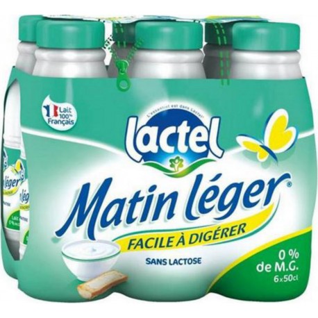 Lait Lactel Matin Léger écrémé 50cl (pack de 6)
