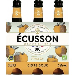 Ecusson Cidre bio doux fruité 2.5% 3 x 33 cl 2.5%vol.