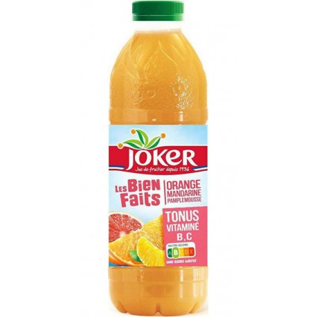 Les Biens Faits Joker Jus tonus vitaminé orange mandarine pamplemousse rose 90 cl