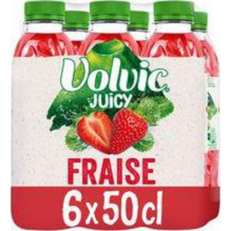 Juicy Volvic Eau aromatisée au jus de Fraise 50cl (pack de 6)