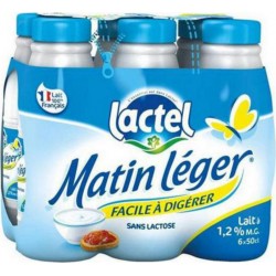 Lait Lactel Matin Léger demi-écrémé 50cl (pack de 6)