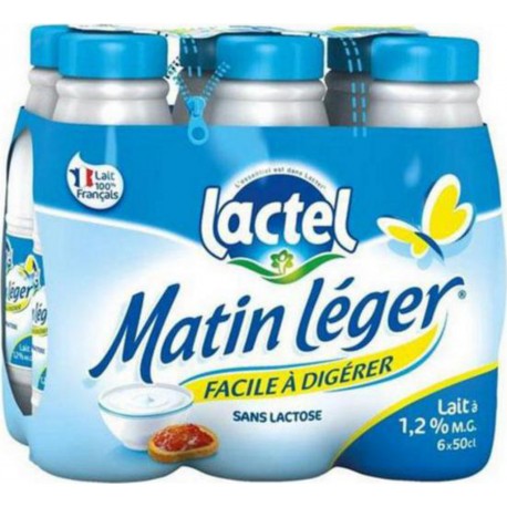 Lait Lactel Matin Léger demi-écrémé 50cl (pack de 6)
