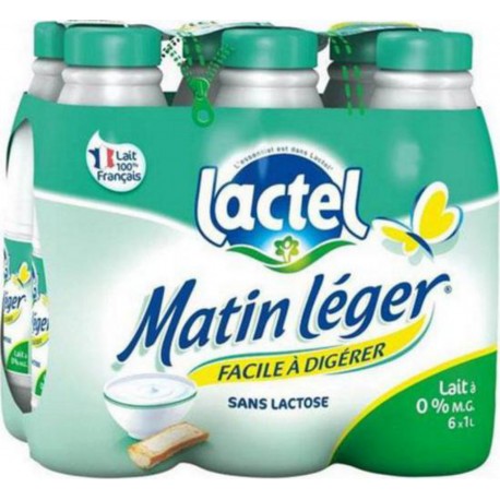 Lait Lactel Matin Léger écrémé 1L (pack de 6)