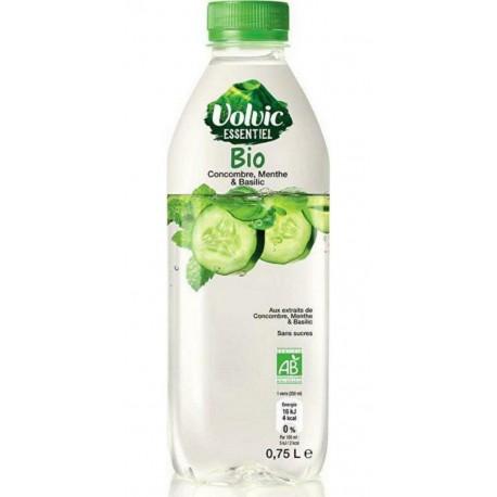 Volvic Eau aromatissée bio concombre menthe basilic 75 cl