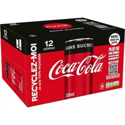 Coca-Cola Soda à base de cola sans sucres 12 x 33cl (pack de 12)