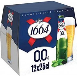 Kronenbourg 1664 sans alcool 0,0% 25cl (lot de 2 packs de 12 soit 24 bouteilles)