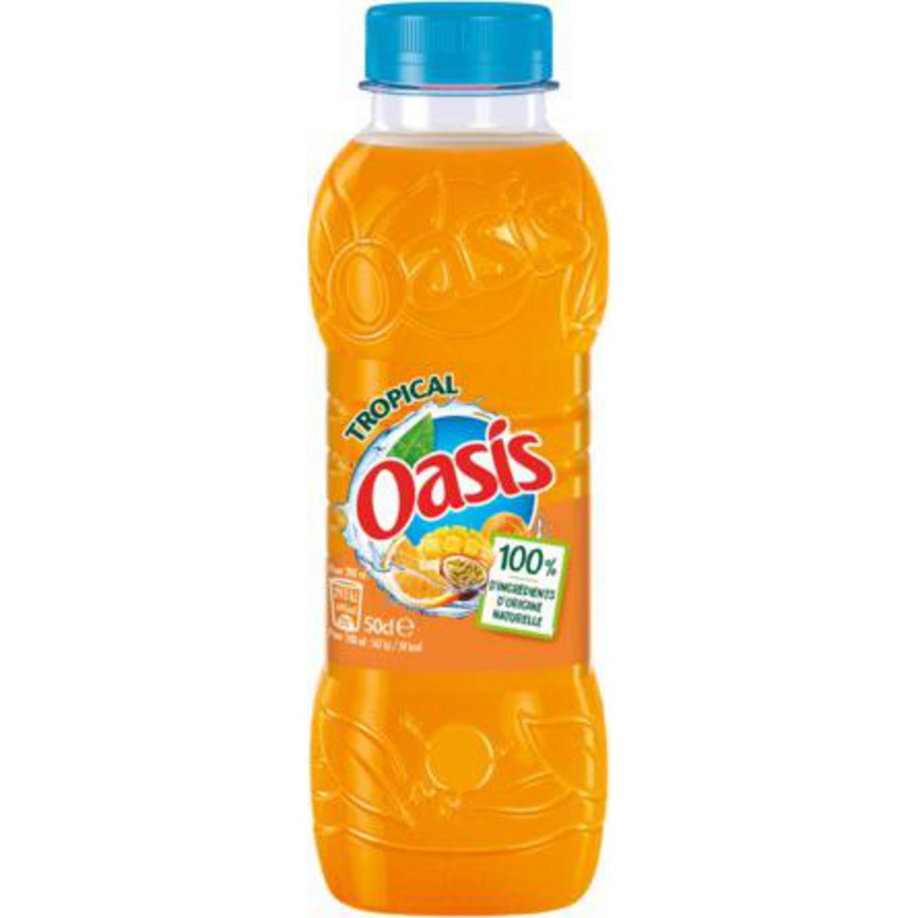 Boisson aux fruits Tropical OASIS : le pack de 4 bouteilles de 2L
