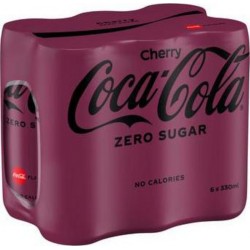 Coca-Cola Cherry Cerise Zero 33cl x6 (lot de 4 packs de 6 soit 24 canettes)