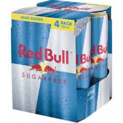 Red Bull Boisson gazeuse énergisante sans sucres 4 x 25cl (pack de 4)