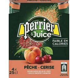 Perrier & Juice aux jus de Pêche & Cerise 25cl (pack de 4)
