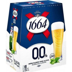 Kronenbourg 1664 Bière Blonde 0.0° 25cl 0.01%vol. sans alcool (pack de 6)