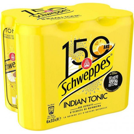 Schweppes Indian tonic à l'extrait d'écorces de quinquina 6 x 33cl (pack de 6)