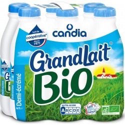 CANDIA Grandlait lait demi-écrémé bio UHT 6x1L