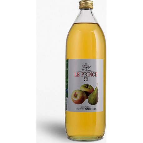 THOMAS LE PRINCE Pur jus de pomme poire bio bouteille verre 1L