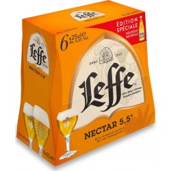 LEFFE Bière blonde nectar aromatisée au miel 5.5% bouteilles 25cl (pack de 6)