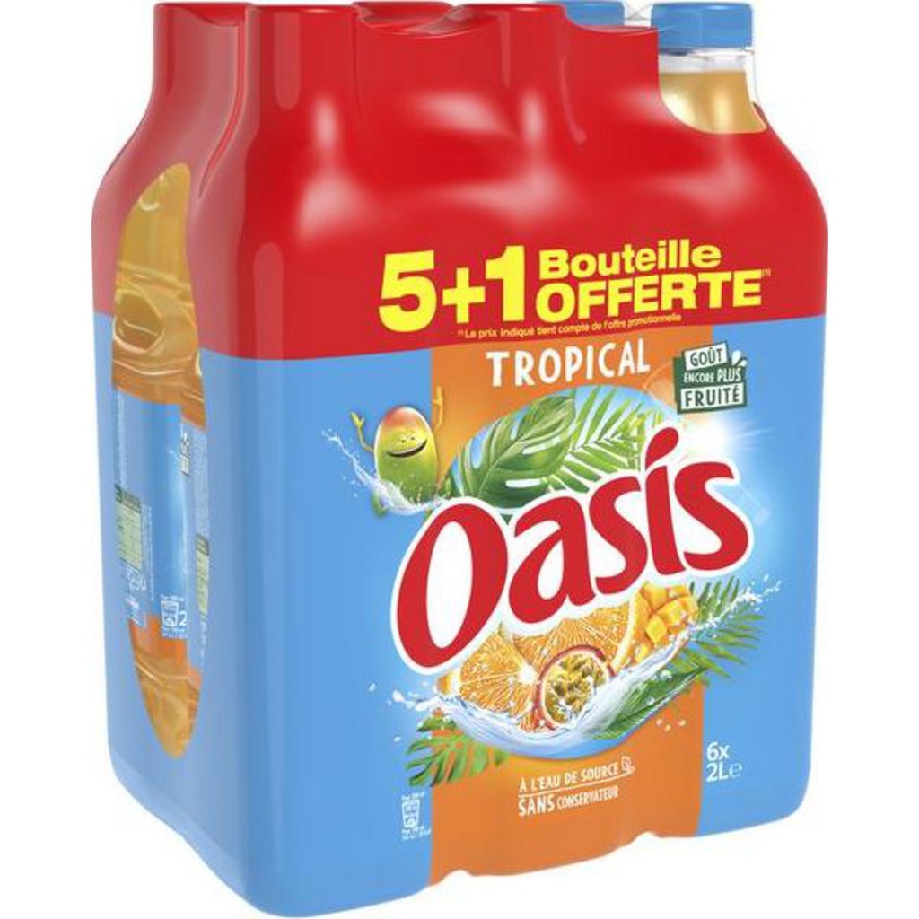 Boisson aux fruits Tropical OASIS : le pack de 4 bouteilles de 2L à Prix  Carrefour