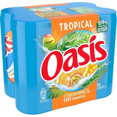 Oasis Boisson aux Fruits goût Tropical 6x33cl slim (pack de 6)