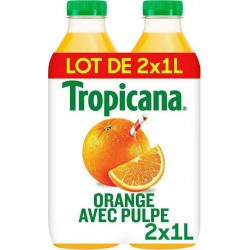 Tropicana Jus d'orange avec pulpe 2 x 1L (pack de 2)