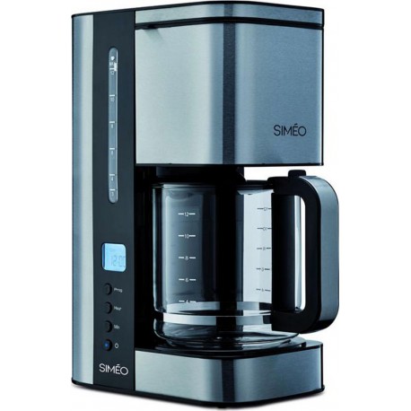 Siméo Cafetière Programmable Noir Inox Brossé 1000W 12 Tasses CFP200