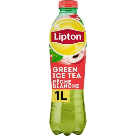Lipton Ice Tea Thé vert saveur Pêche Blanche 1L (lot de 12)