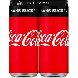 Coca-Cola Boisson gazeuse au cola sans sucres 4 x 25cl (pack de 4)