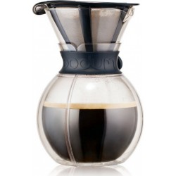 Bodum pourover cafetière double paroi avec insert plastique, 8 tasses, 1.0 l, filtre permanent maille inox 11736-01S
