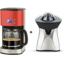 H.koenig agr60 + mg30 rouge presse agrumes et cafetiere 1,8l programmable