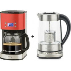 H.koenig mg30 rouge + ti700 : cafetière 1,8l et théière - bouilloire 1,7l programmables h.koenig