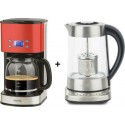 H.koenig mg30 rouge + ti700 : cafetière 1,8l et théière - bouilloire 1,7l programmables h.koenig