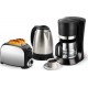 NC Set petit déj - grille pain 2 fentes inox + bouilloire inox 1.8l + cafetière 12 tasses