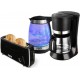 NC Bouilloire verre led bleu 2000W 1.7l + grille pain 1 fente longue + cafetière 680W 1.2l