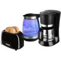 NC Bouilloire verre led bleues 2000W 1.7l + grille pain 2 fentes 700W + cafetière 680W 1.2l