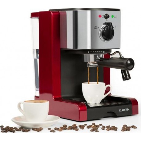 Klarstein passionata rossa 15 machine à expresso & capuccino 15 bars - mousseur de lait intégré - rouge