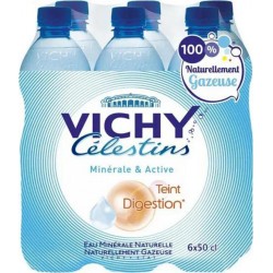 Vichy Célestins Eau minérale naturelle gazeuse 6 x 50cl (pack de 6)
