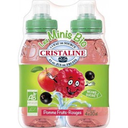 Les Mini Bio Cristaline Eau aromatisée bio fruits rouges 20 cl (pack de 4)