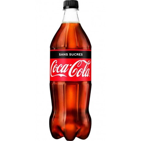 Coca-Cola Zéro Soda à base de cola sans sucres 1L (lot de 4 bouteilles)