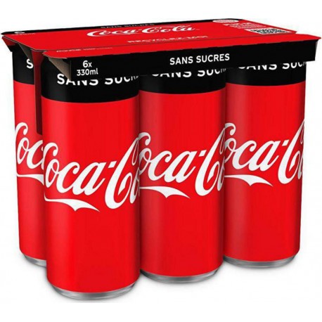 Coca-Cola sans sucres 33cl (lot de 4 packs de 6 soit 24 canettes)