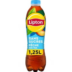 Lipton Thé Pêche sans sucres 1,25L (lot de 6 bouteilles)