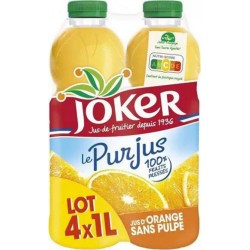 Joker Le fruit - Jus d'orange sans pulpe 1L (lot de 4 bouteilles)