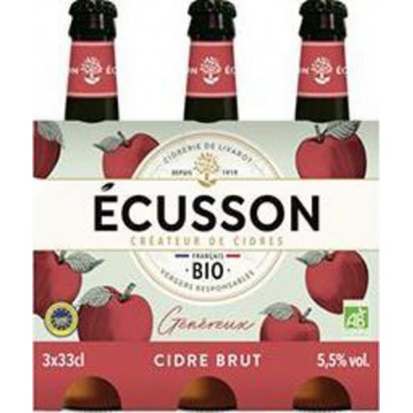 Cidre Brut Généreux Ecusson Bio 3x33cl