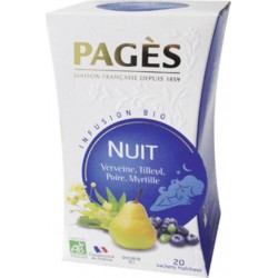 Pages Infusion Nuit Verveine Tilleul Poire Myrtille Bio 20 sachets (lot de 3)