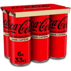 Coca-Cola Soda à base de cola sans sucressans cafeine 6 x 33cl (pack de 6)
