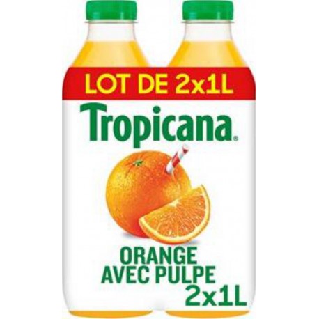 TROPICANA ORANGE AVEC PULPE PET DUO 2X1L