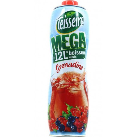 Teisseire Mega Sirop Grenadine 1,5L (lot de 2 bouteilles)