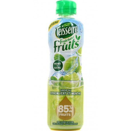 Teisseire Fraicheur De Fruits Citron Vert Et Menthe 60cl (lot de 4 bouteilles)