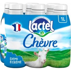 Lactel Lait de Chèvre Demi-écrémé 1L (pack de 6 bouteilles)