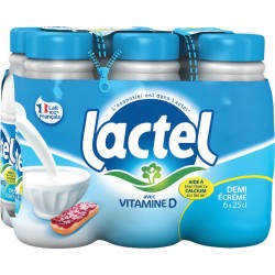 LACTEL Vitamine D lait demi écrémé 25cl (pack de 6)
