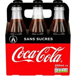 Coca-Cola Soda à base de cola sans sucres 25cl (pack de 6)