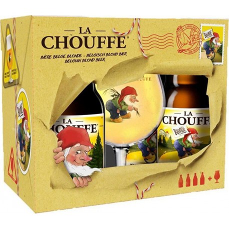 LA CHOUFFE Coffret bière 8° + 1 verre 4 x 33 cl 8%vol. (pack de 4)